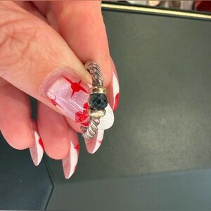 David Yurman petit cable ring with blue topaz stone in size 7